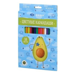 Карандаши цветные, Basir, пластиковые, серия "Авокадо", цветная упаковка, 18 шт