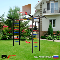 Уличная шведская стенка Sv Sport рукоход У5131К (Турник/"Лодочка"/Щит баскет/Кронш бокс)