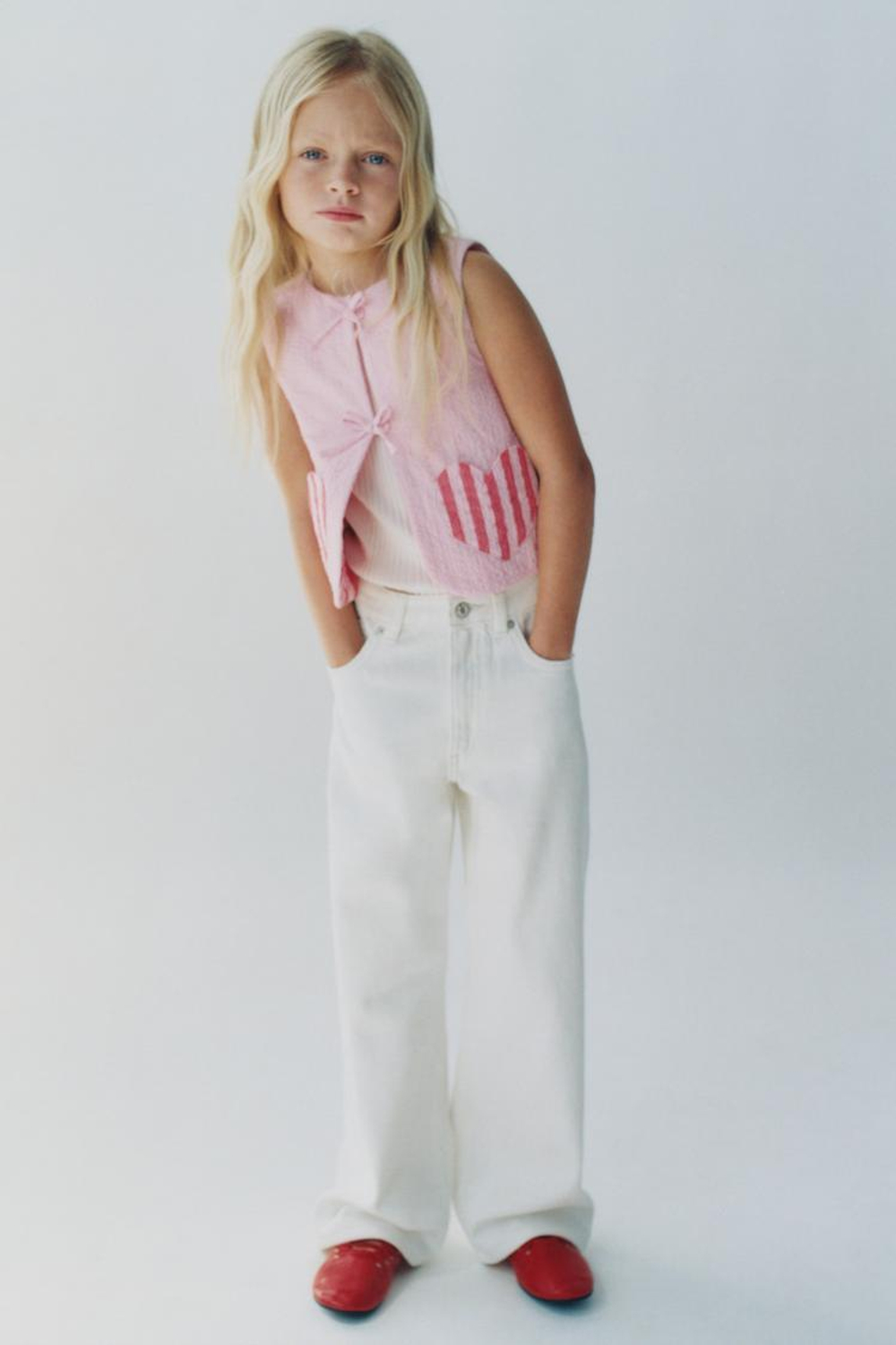 ZARA ЖИЛЕТ ИЗ РЕЛЬЕФНОЙ ТКАНИ С КАРМАНАМИ «СЕРДЕЧКИ», РОЗОВЫЙ