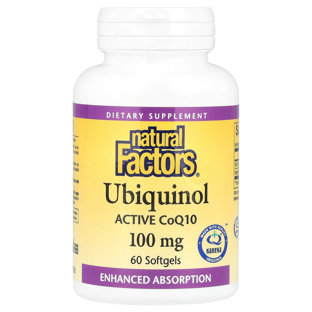 Natural Factors, убихинол, активный коэнзим Q10, 100 мг, 60 капсул