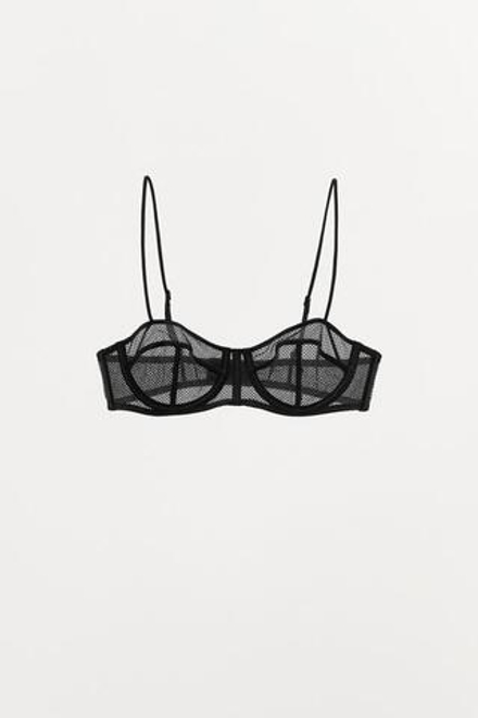 ZARA БЮСТГАЛЬТЕР ИЗ СЕТЧАТОЙ ТКАНИ С КОСТОЧКАМИ, ЧЕРНЫЙ