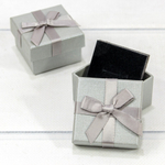 Коробка Ювелирная 5х5х3 см Набор 2 шт с бантом (Серебряный)