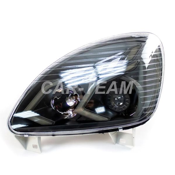Фары Газель Бизнес передние в стиле Mercedes AMG c Bi LED модулями, тонированные галочки