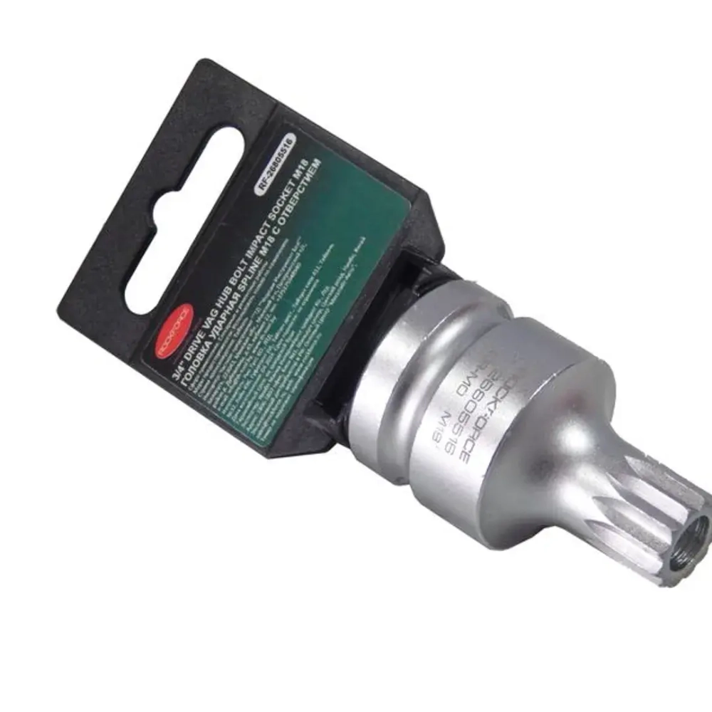 Головка-бита SPLINE с отверстием 3/4''M18, на пластиковом держателе RockForce##Rock FORCE RF-26805516