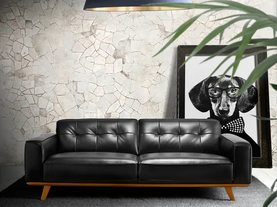 Трехместный диван Angel Cerda 5606-3P, черная кожа