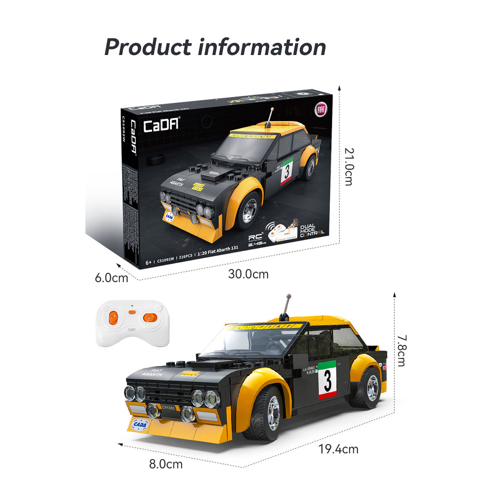 Радиоуправляемый конструктор CaDA спортивная машинка Fiat Abarth 131 1/24 (216 деталей)