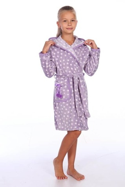 Халат детский "Звездопад" на запах с капюшоном (24)