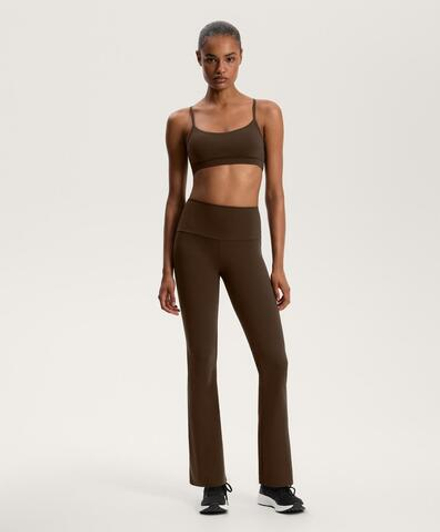 OYSHO Брюки клеш с высокой посадкой Flare Comfortlux High Rise, темно-коричневый