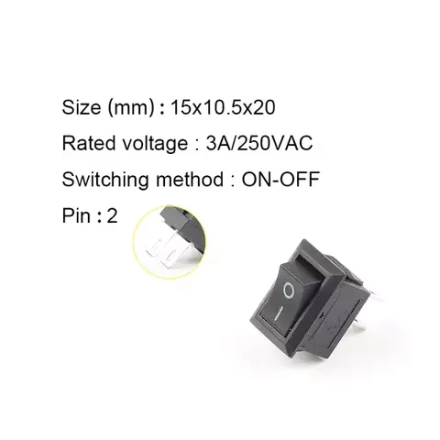 Переключатель 2-pin KCD11 10*15мм ON-OFF 3А 250В