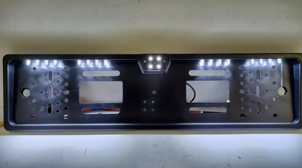 7440- 16 LED \ Камера заднего вида в рамке номерного знака с подсветкой номера, рамка, камера, подсветка 7440 (16 LED)