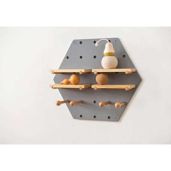 Полка настенная шестиугольная shely, D50 см, светло-серая