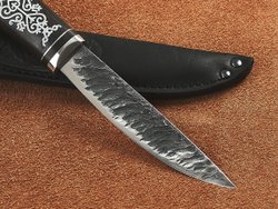 Якутский нож "Амга", сталь Х12МФ, рукоять черный мореный граб / орнамент