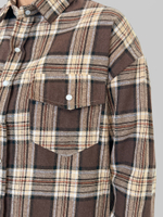 Рубашка Yixuan 2212 удлиненная в клетку на кнопках с карманом на груди