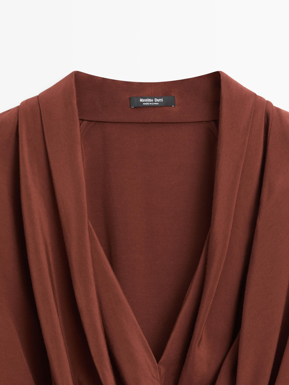 Massimo Dutti Рубашка с драпировкой, апельсиновый