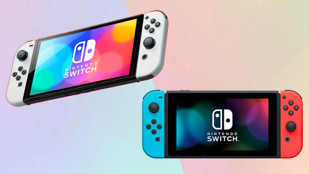 Игровая приставка Nintendo Switch OLED 64 ГБ, без игр, неоновый синий/неоновый красный