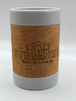 Кружка большая фарфоровая без ручки с берестой. Коллекция "Старая Русса"