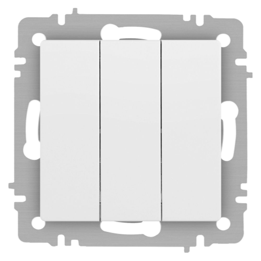 Выключатель Intro Accent 6-106-01М тройной, 10А-250В, IP20, СУ, AL/CU, белый матовый