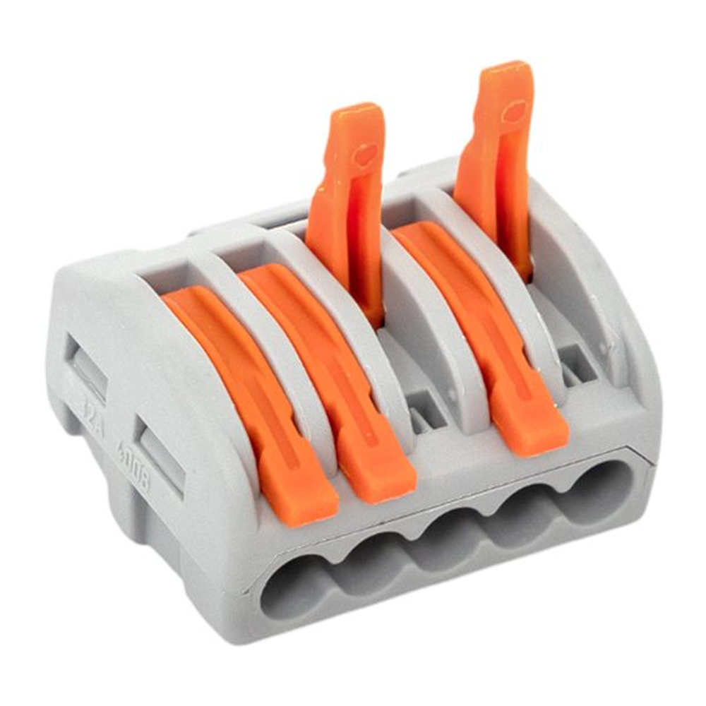 Клемма СМК 222-415 с рычагом 5 отверстий 0,08-2,5(4,0) мм2 EKF PROxima (100.00 шт.)