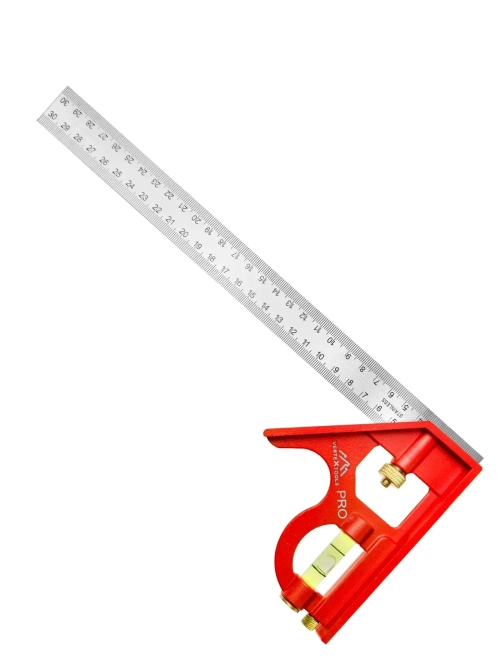 ЛИНЕЙКА КОМБИНИРОВАННАЯ VERTEXTOOLS PROFI ДЛЯ СТОЛЯРНЫХ РАБОТ 300ММ, INOX+AL ФРЕЗЕРОВАННЫЙ толщина