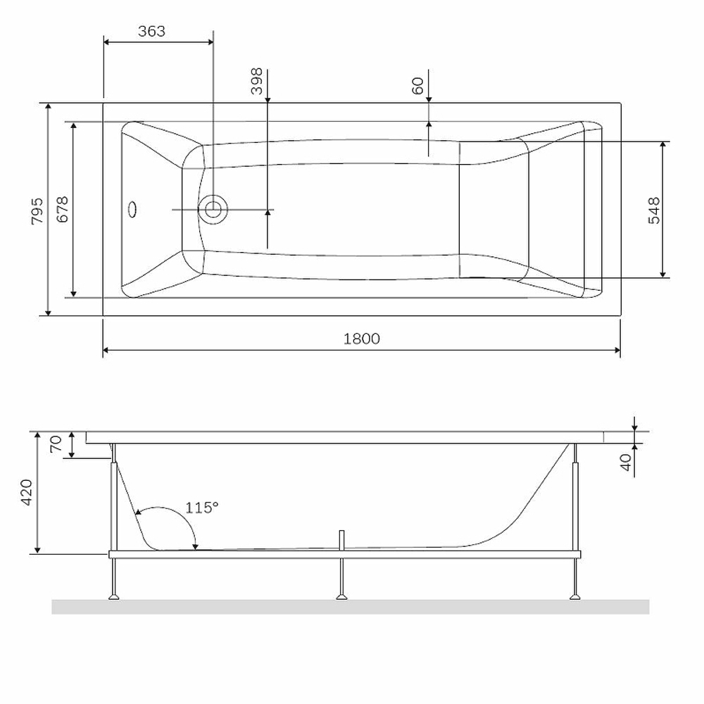 Каркас для ванны AM.PM Gem 180x80 W93A-180-080W-R Серый