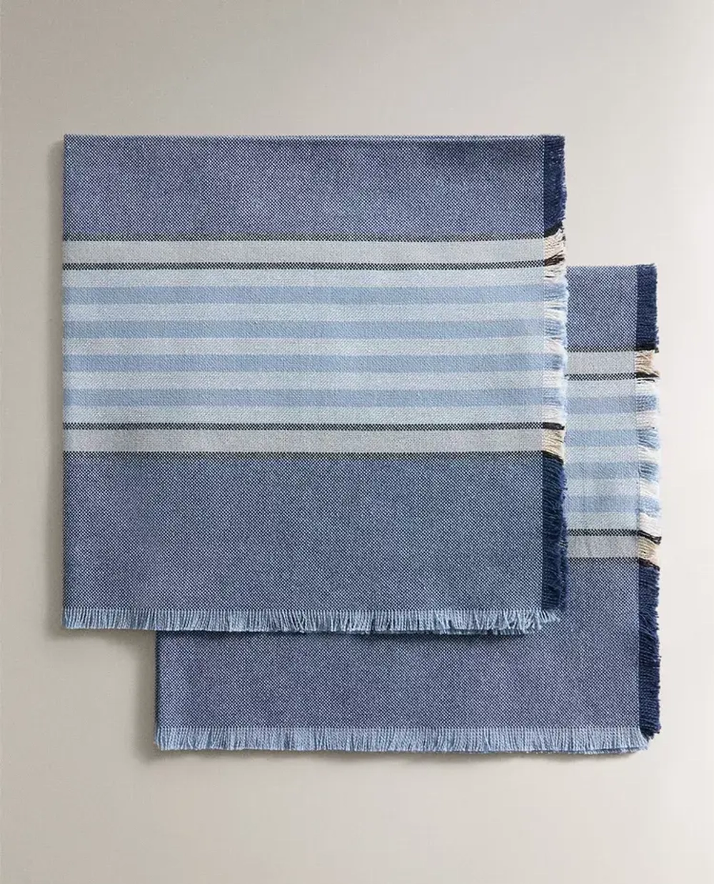 ZARA HOME ХЛОПКОВАЯ САЛФЕТКА В ПОЛОСКУ (НАБОР ИЗ 2 ШТ.), СИНИЙ