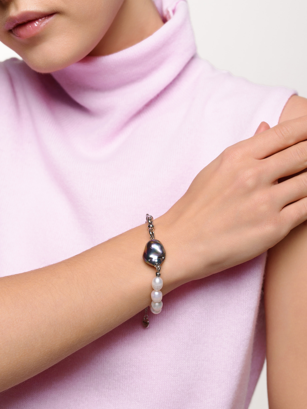 Браслет "Petrol white chain" Silver