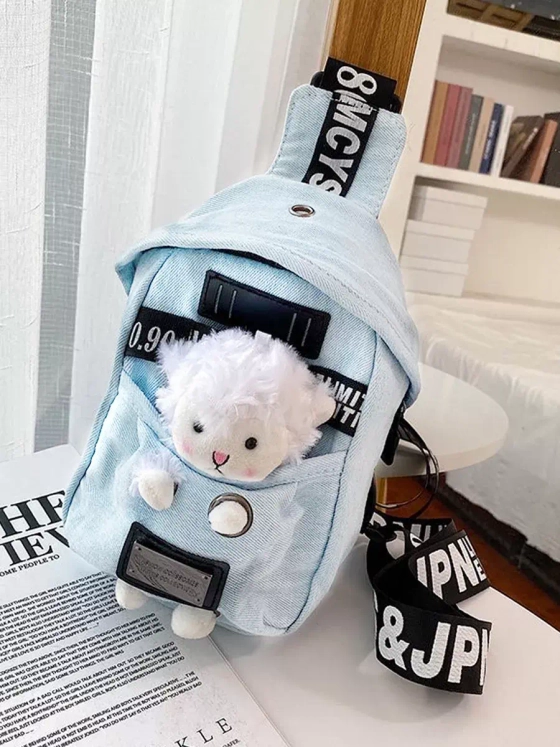 Сумка для подростка джинсовая через плечо игрушка кросс-боди