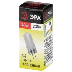 Лампа галогенная ЭРА JCD-40W-230V-G4-FR 40Вт капсула матовая теплый белый свет G4 | Лампы галогенные Капсульные (G4, G9)