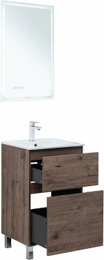 Тумба с раковиной Aquanet Алвита new 50 344126+329252 дуб веллингтон табак