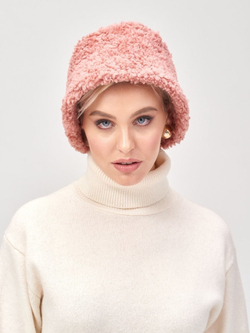 Панама на зиму из шерсти, розовая, SilverFox
