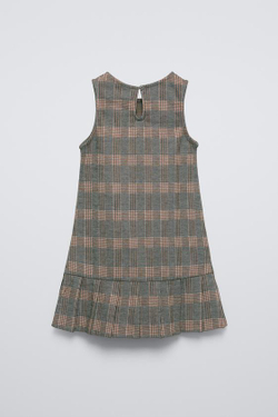 ZARA ПЛАТЬЕ В КЛЕТКУ, ТЕМНЫЙ БЕЖЕВО-КОРИЧНЕВЫЙ