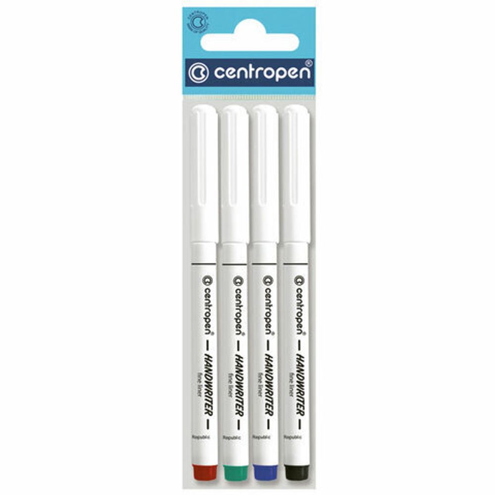 Ручки капиллярные (линеры) 4 ЦВЕТА CENTROPEN "Handwriter", корпус тонкий, линия письма 0,5 мм, 2551/4, 2 2551 0403