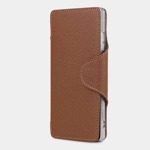 Чехол с картхолдером для Samsung Galaxy S25 Ultra из кожи теленка, цвета карамель