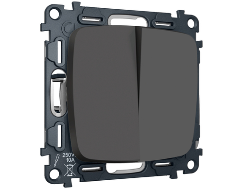 MO903020 Комплект механизма 2-кл проходного выключателя OMEGA Графит мягкое касание QUANT (OP9030, VM120)