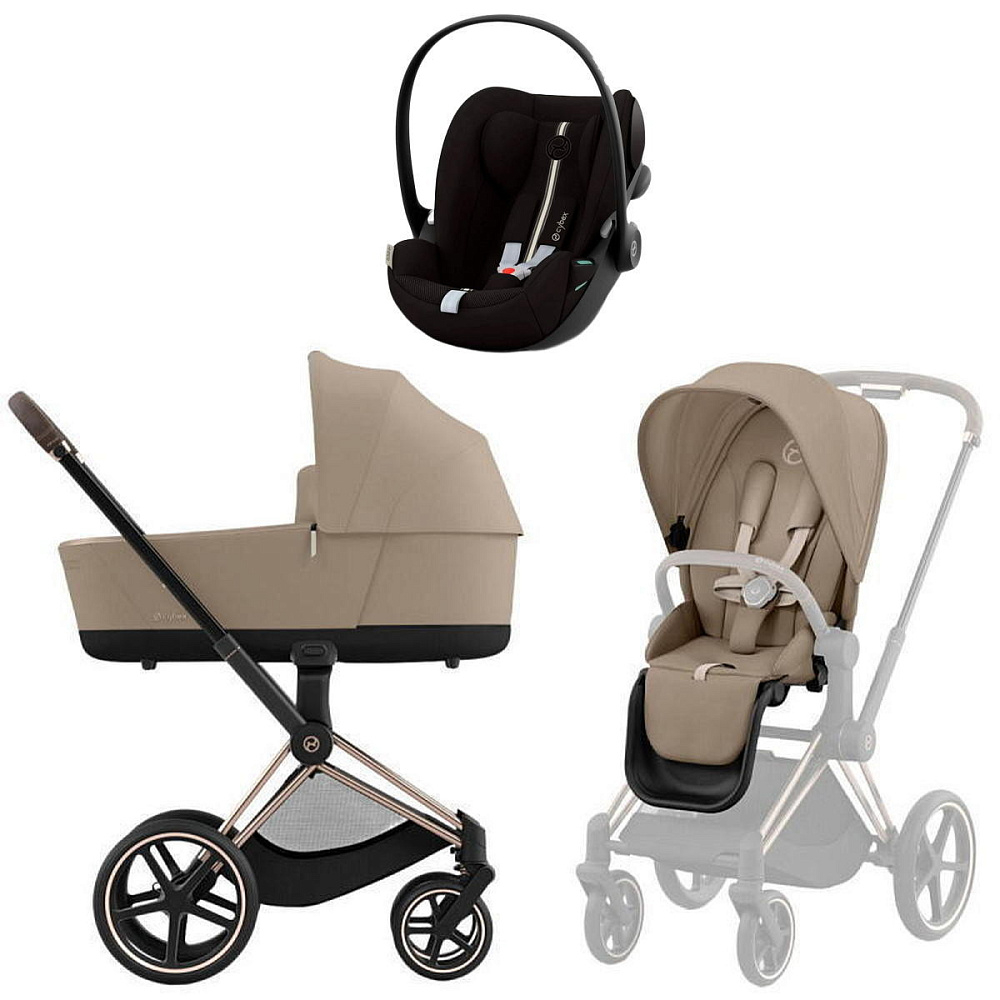 Коляска Cybex Priam IV Rosegold complete Cloud G Moon Black Plus Base G 3 в 1 Cozy Beige