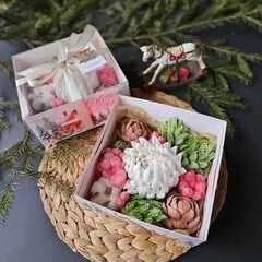 Новогодний зефир цветы «Хризантемы» / 16*16 см