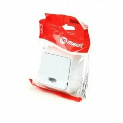 Выключатель Makel белый одноклавишный накладной с подсветкой 45121