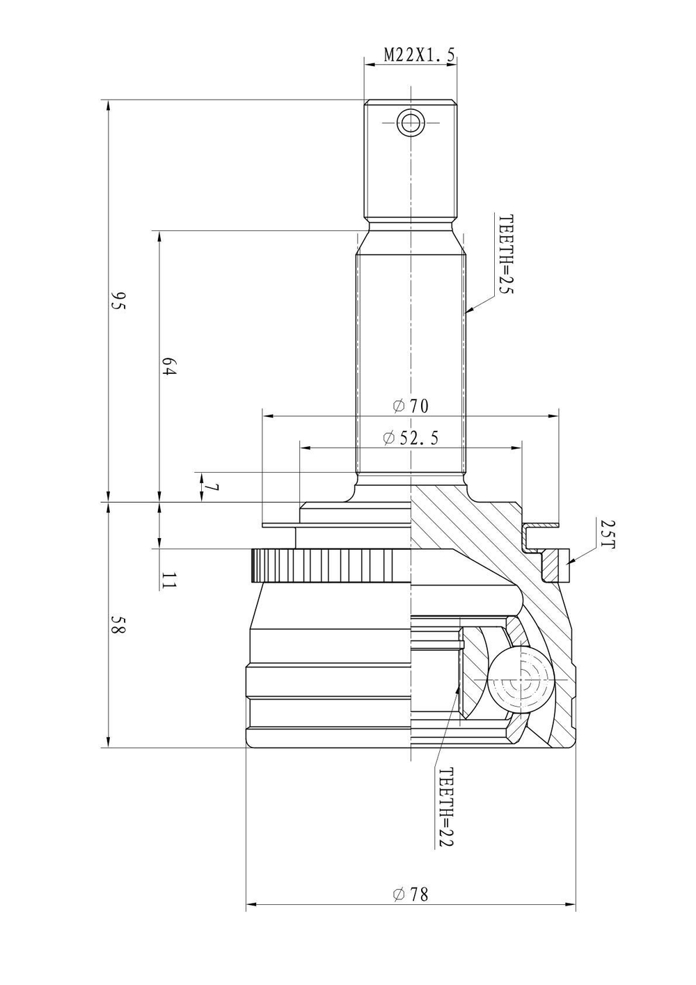 ШРУС наружный (+ABS) HYUNDAI Getz 02 GANZ GIK04057