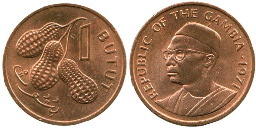 Гамбия 1 бутут, 1971 - 1974 Арахис XF