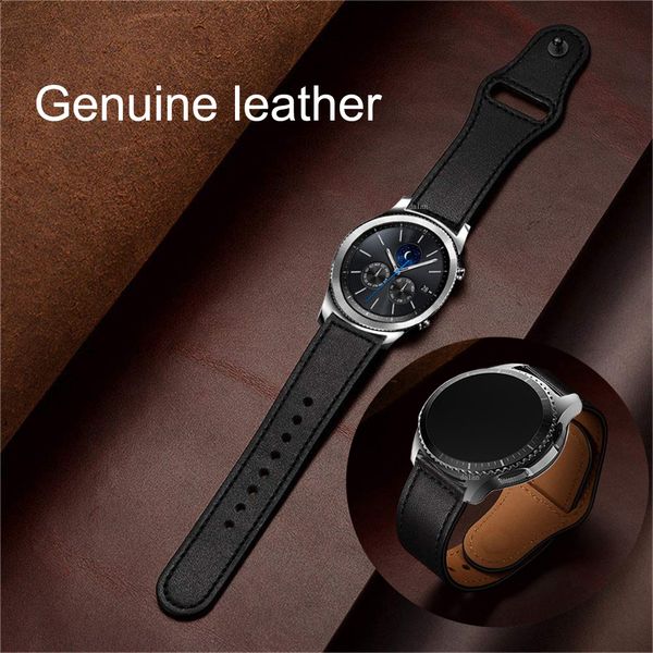 Кожаный ремешок 22мм (черный) Fohuas Leather Loop для Samsung Gear S3/Galaxy Watch 46