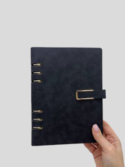 Блокнот органайзер А5 на кольцах 96 л. на магните в линейку грнанитно-серый(5919-4)