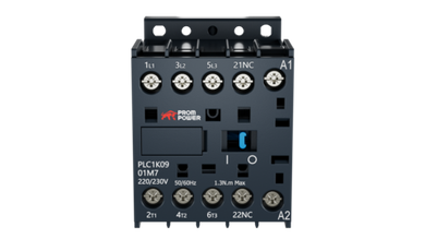 Миниконтактор Prompower PLC1K0901M7 серии Pulse, ток 9А, 3 полюса, доп контакт 1НЗ, катушка 230AC