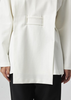 BLOUSE WITH A BELT | L | WHITE