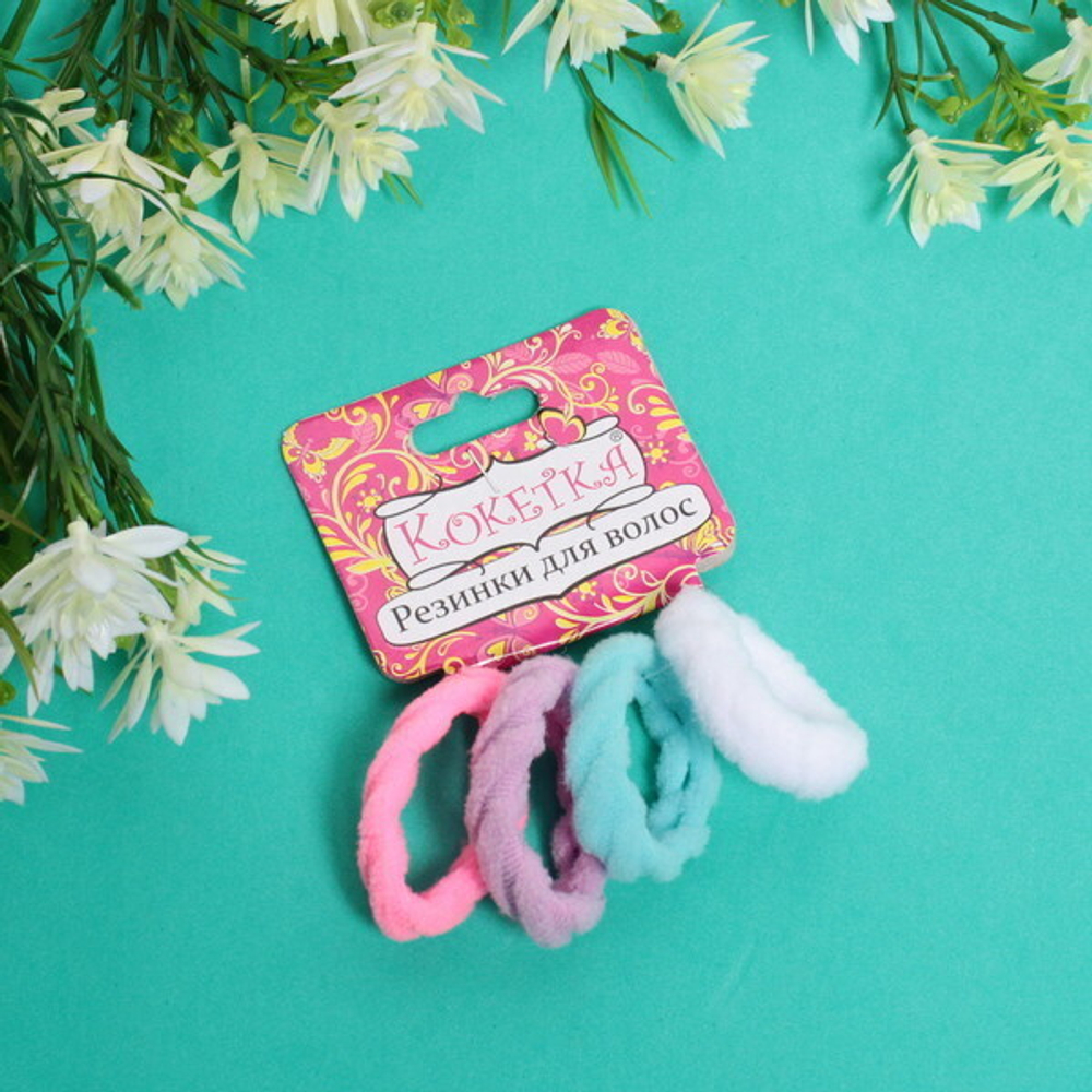 Резинки для волос 4шт «Collection Krasa - Kosa», микс 6 цветов, d-3,5см