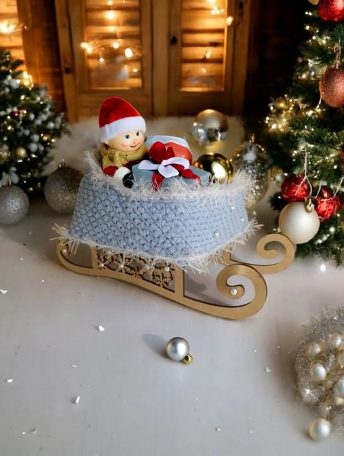 Сани Деда Мороза под елку интерьерные новогодние декор