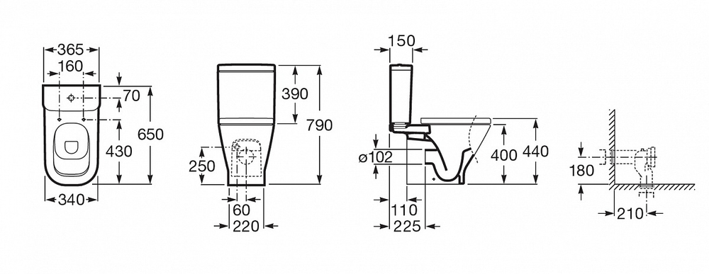 Унитаз напольный Roca Gap 342477000 низ схема