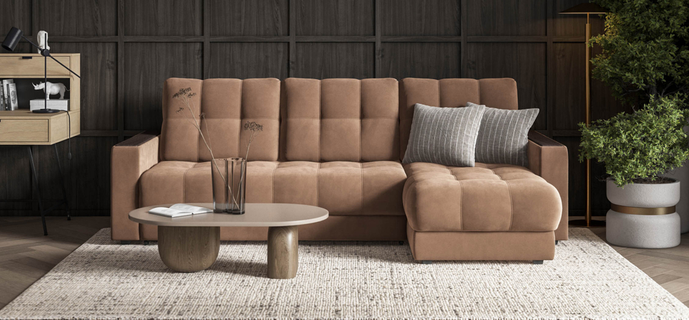 Угловой диван Босс Классик Велюр Монолит мокко