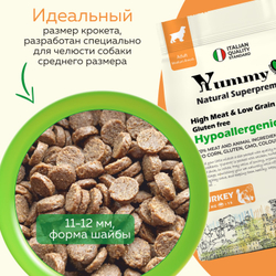 Yummy Linea корм для взрослых собак средних и крупных пород, индейка, 2,5 кг