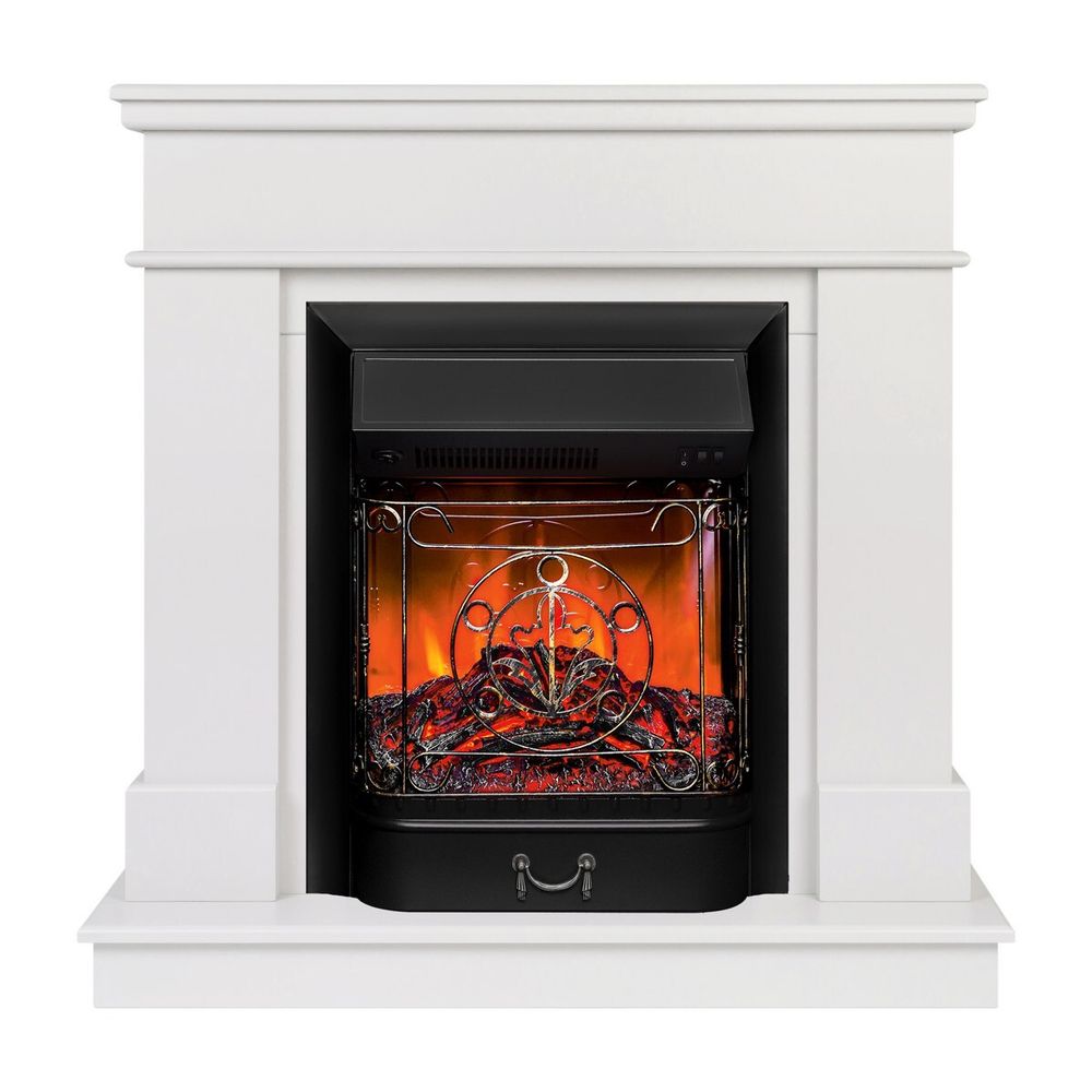 Электрокамин RealFlame Selena STD WT молочный с очагом Majestic Lux Black