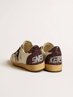 Ball Star in leather and suede with glitter star and heel tab